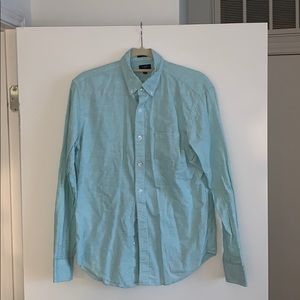 J Crew Cotton Green and White Casual Button Down